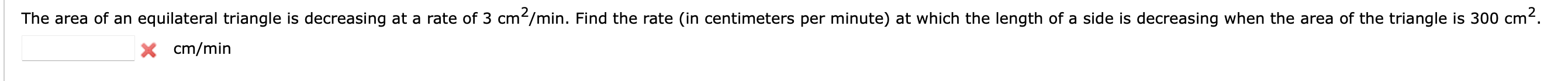 The area o f a n equilateral triangle i s