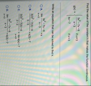 Find the value of the constant k that makes the