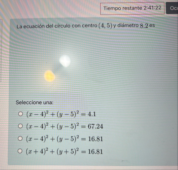 Tiempo restante 2 : 4 1 : 2 2 La ecuaci n del c