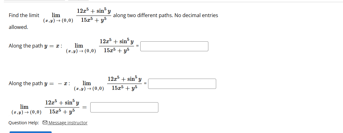 Find the l i m i t lim ( x , y ) ( 0 , 0 ) 1 2 x