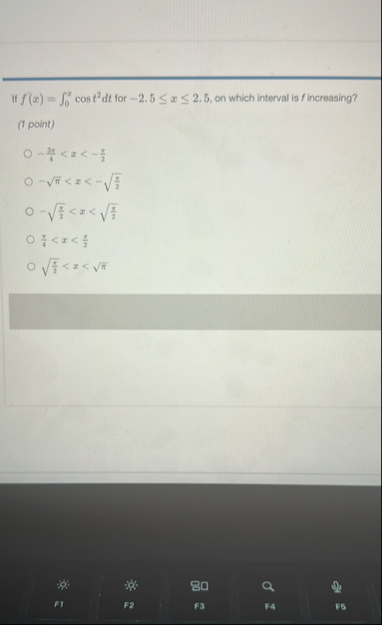 If f ( x ) = 0 x c o s t 2 d t for - 2 . 5 x 2 .
