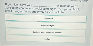 Time remaining 0 2 : 4 7 : 2 7 If you don't have