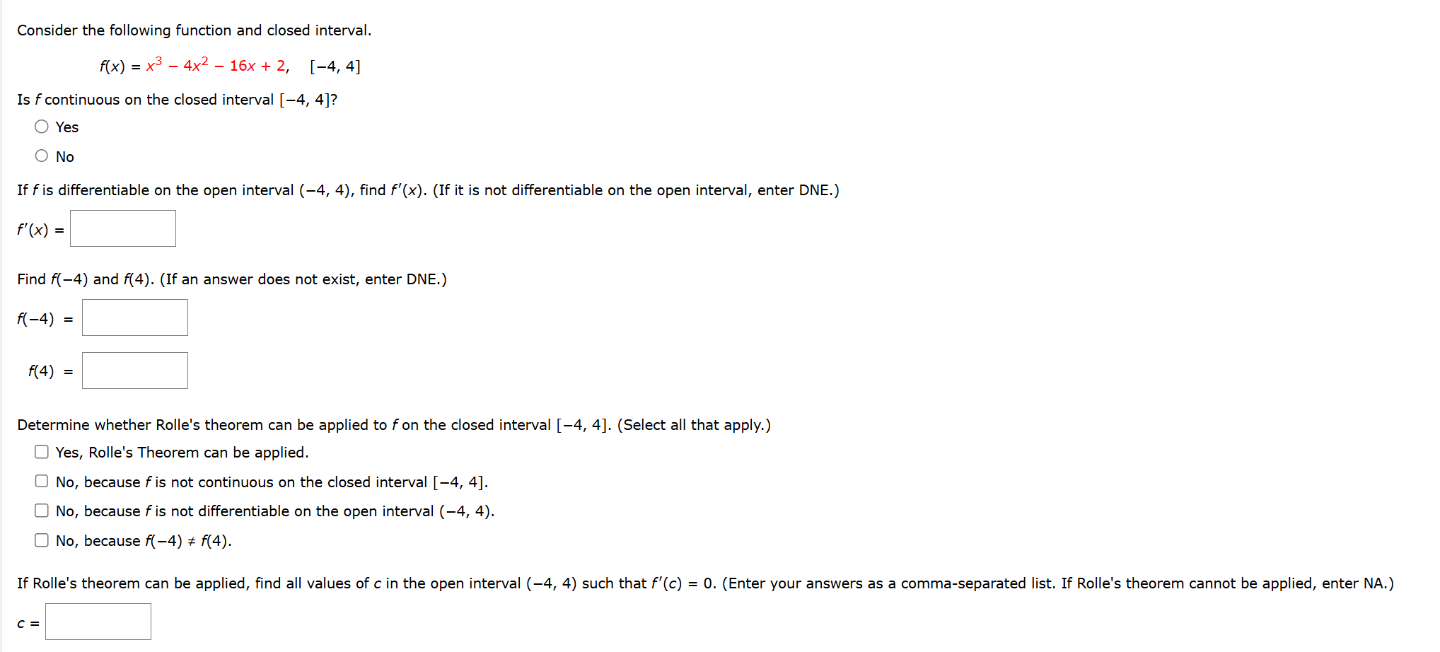 Consider the following function and closed