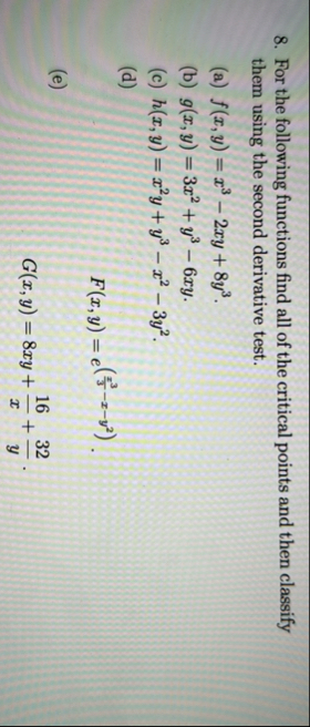 ONLY D AND E PLEASE!!!!! For the following