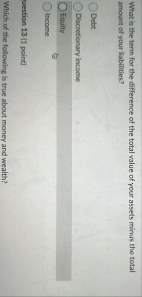 What is the term for the difference of the total