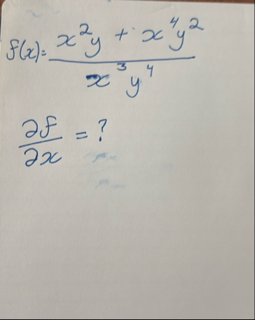 f ( x ) = x 2 y x 4 y 2 x 3 y 4 d e l f d e l x =