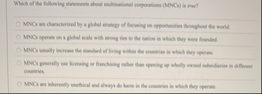 Which of the following statements about