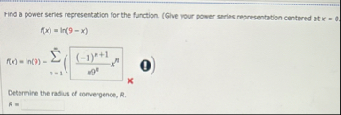 Find a power series representation for the