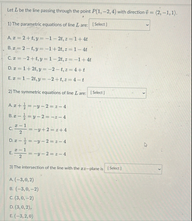 Let L be the line passing through the point P ( 1