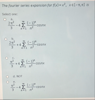 The fourier series expansion for f ( x ) = x 2 ,