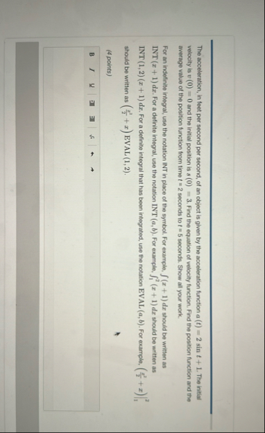 The acceleration, in feet per second per second,