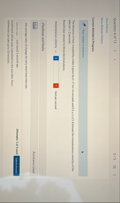 Question 4 of 1 3 0 5 View Policies Show Attempt