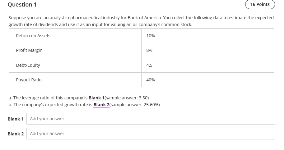 Question 1 Suppose you are an analyst in