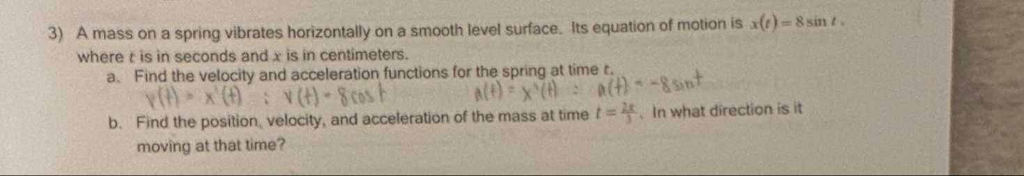 A mass on a spring vibrates horizontally on a