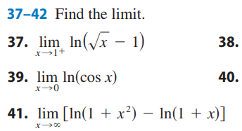 3 7 - 4 2 Find the l i m i t . lim x 1 + l n ( x