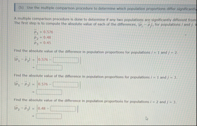 ( b ) Use the multiple comparison procedure to