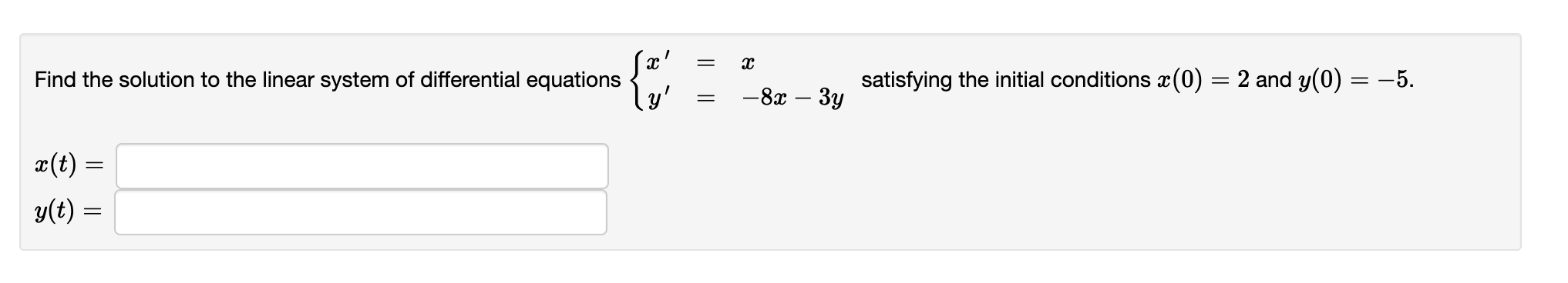 Find the solution t o the linear system o f