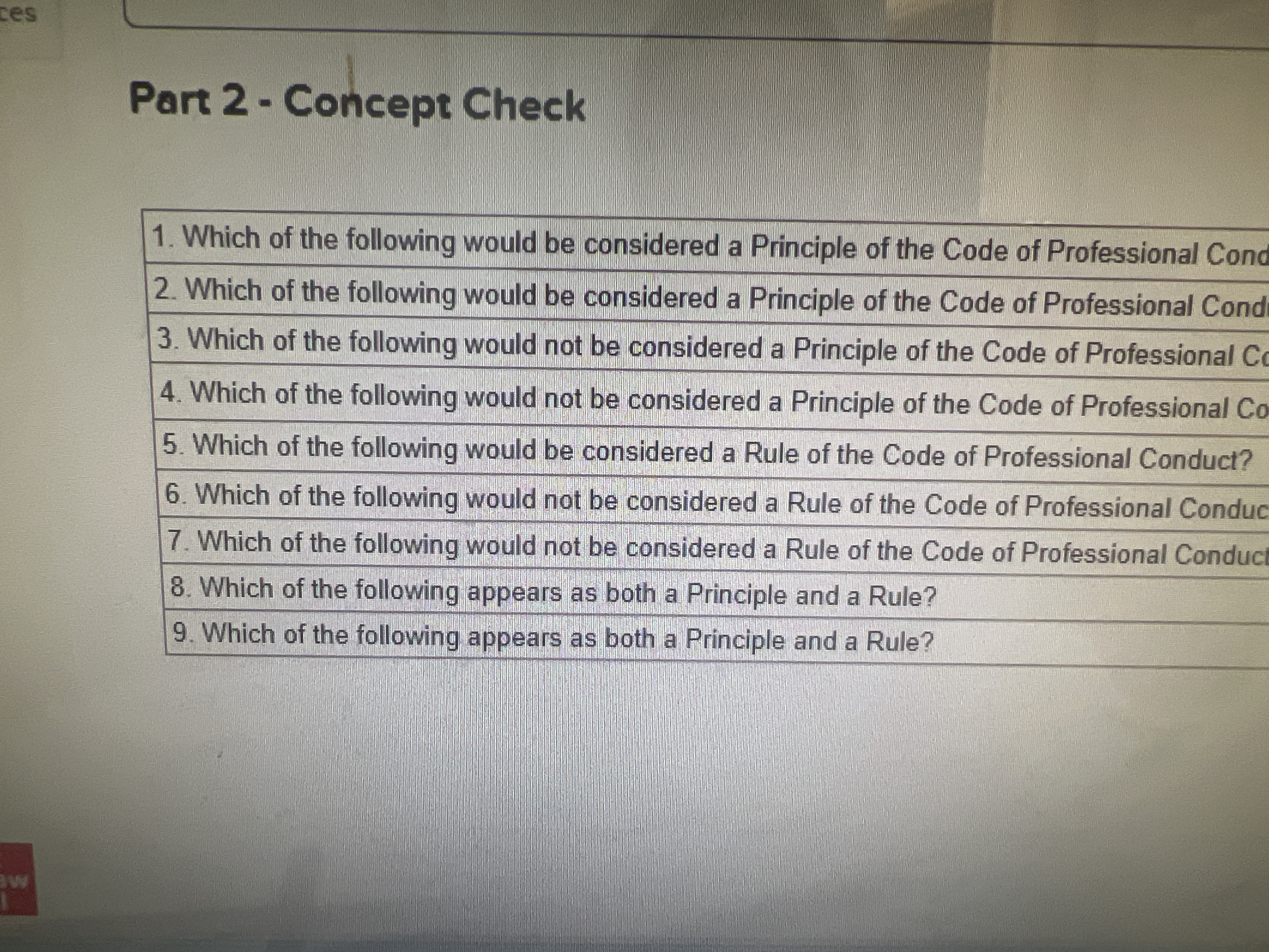 Part 2 - Concept Check 1 . Which of the following