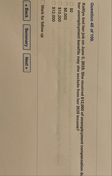 Question 4 5 of 1 0 0 . Kaitlyn lost her job on