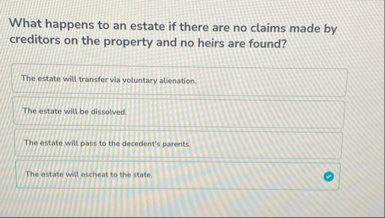 What happens to an estate if there are no claims