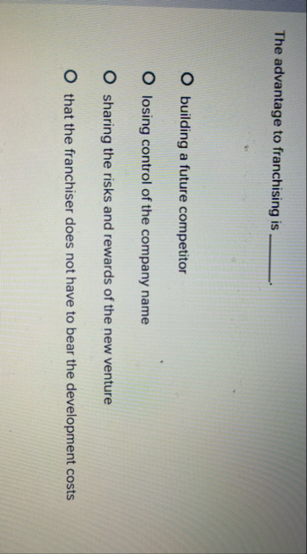 The advantage to franchising is building a future