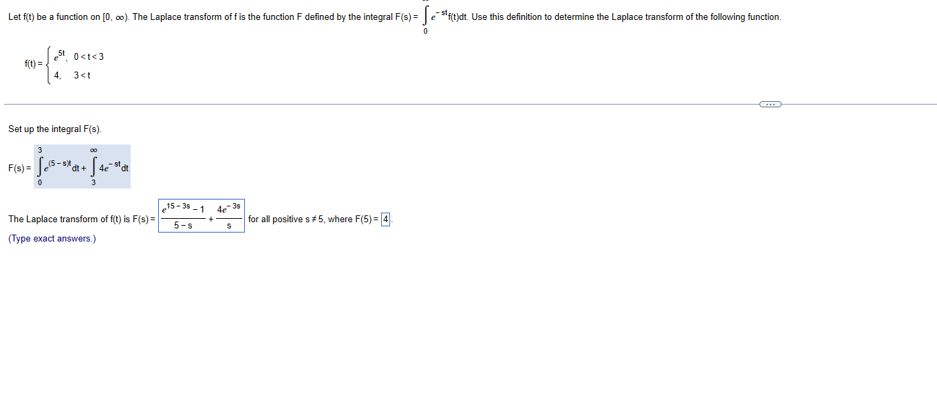 Let f ( t ) b e a function o n [ 0 , ) . The