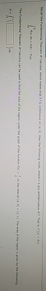Kacal the Fundamental Theorem of Calculus, which