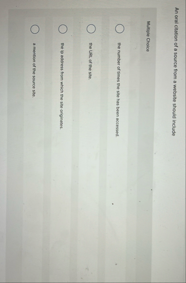 An oral citation of a source from a website