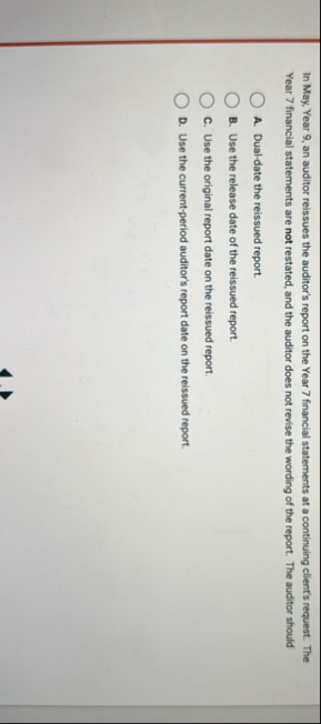 In May, Year 9 , an auditor reissues the