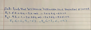 How to solve Ex 2 : find the distance hetween the