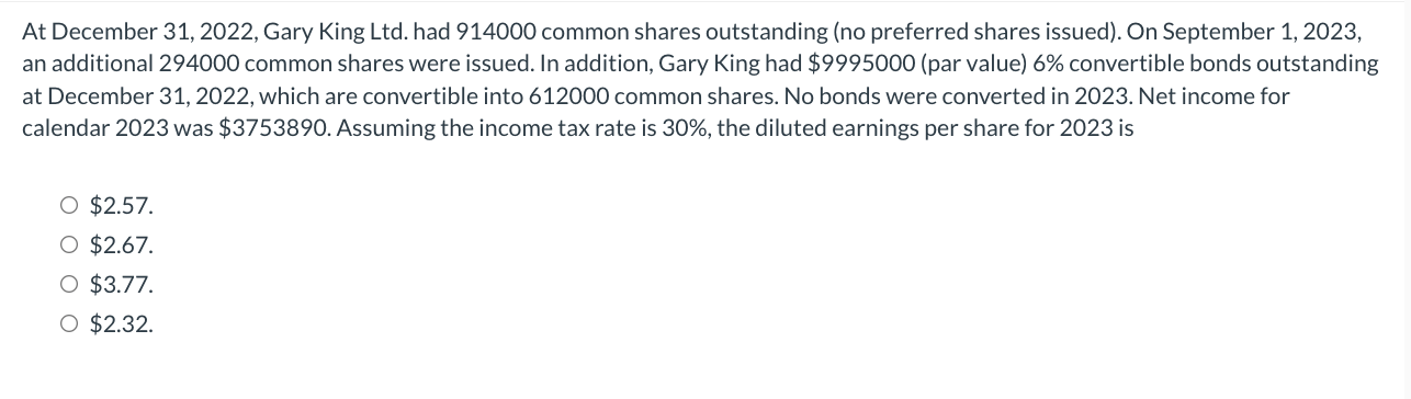 At December 3 1 , 2 0 2 2 , Gary King Ltd . had 9