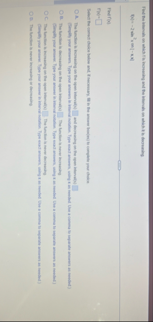 Find the intervals on which fis increasing and