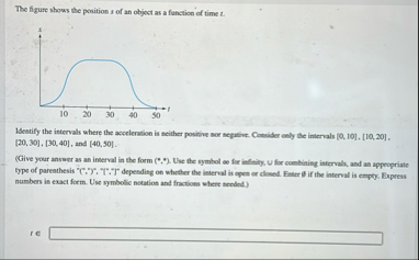 The figure shows the position s of an object as a