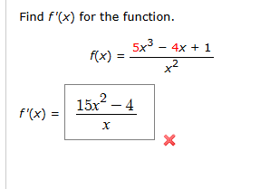 Find f ' ( x ) for the function. f ( x ) = 5 x 3
