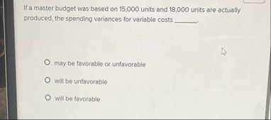 If a master budget was based on 1 5 , 0 0 0 units