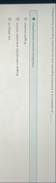 Categorizing operating expenses as non -