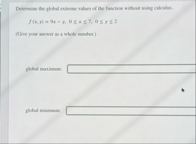 Determine the global extreme values of the