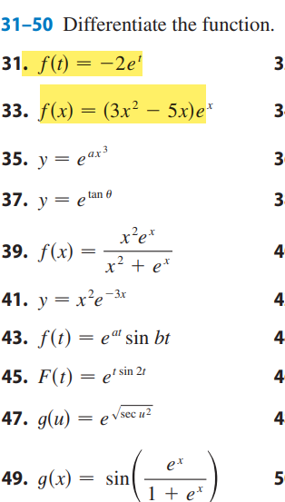 Differentiate the function. g ( x ) = s i n ( e x