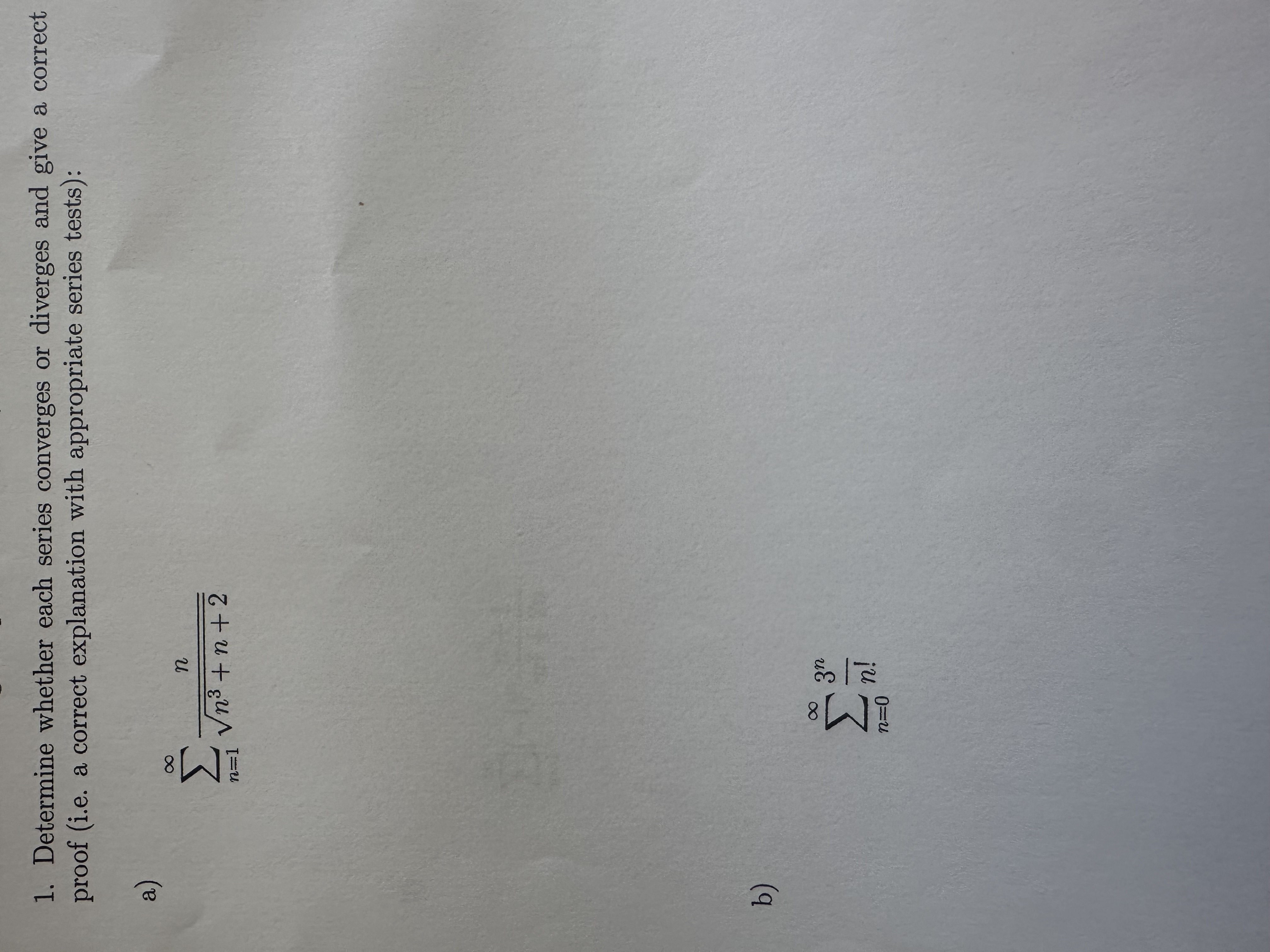 Determine whether each series converges o r