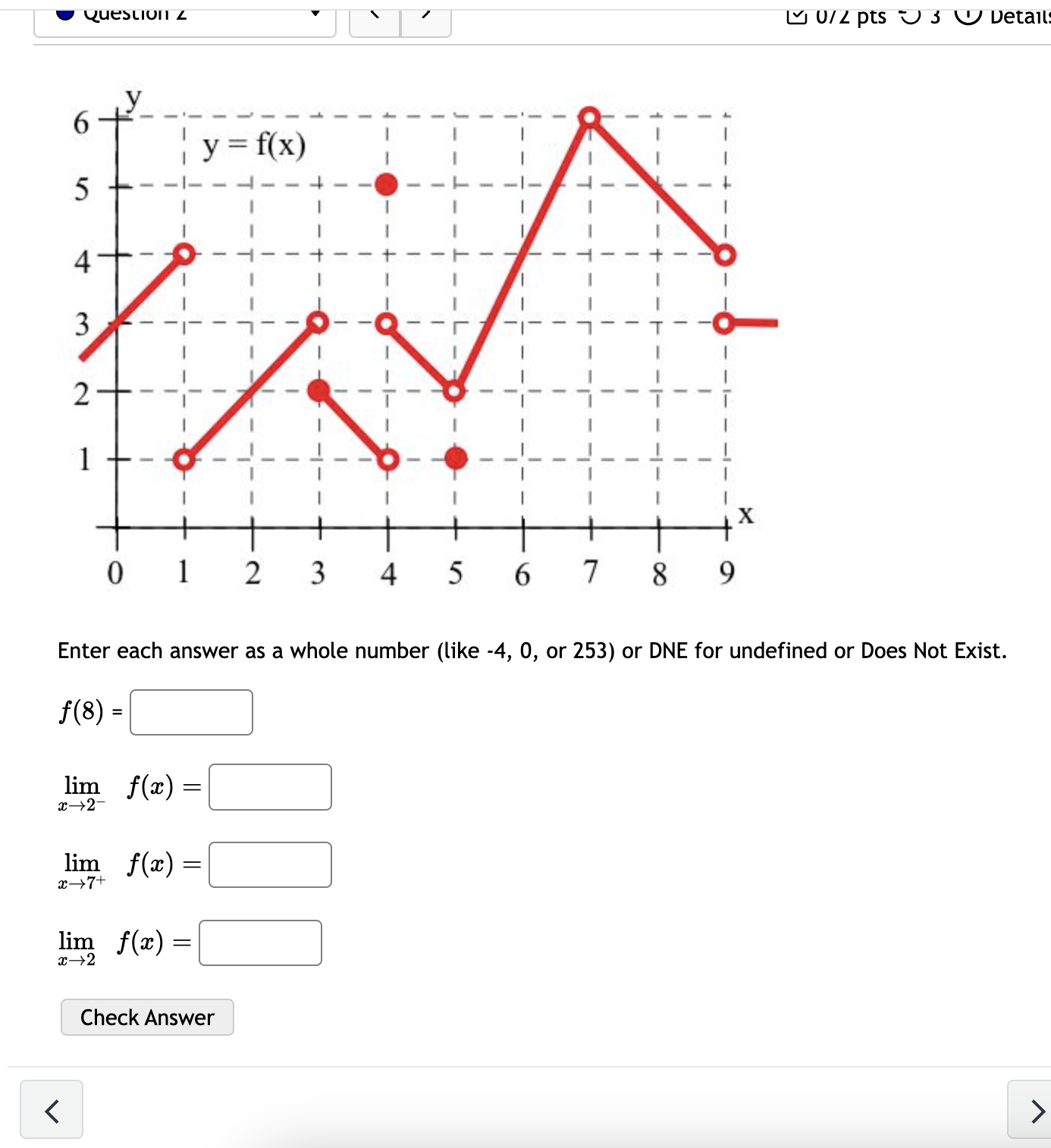 - 4 , 0 , o r 2 5 3 f ( 8 ) = lim x 2 - f ( x ) =