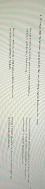 Why was lean manufacturing a significant step in