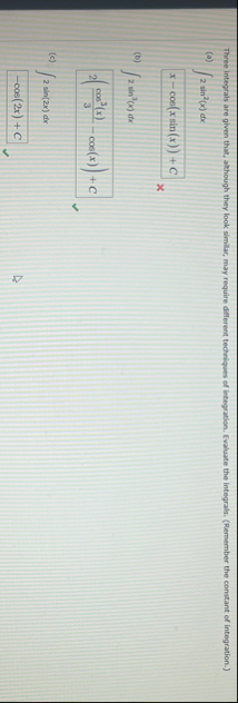 Three integrals are given that, although they