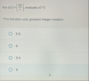 For p ( x ) = | ? ? 6 0 ( x ) ? ? | , evaluate p