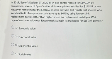 In 2 0 1 9 , Epson's EcoTank ET - 2 7 2 0 all -