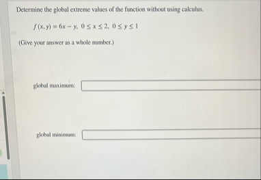 Determine the global extreme values of the