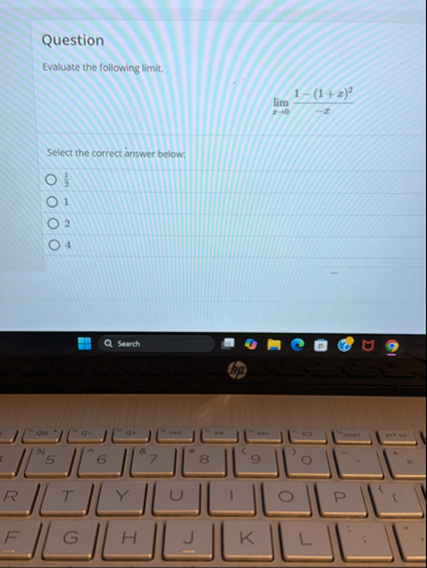 Question Evaluate the following limit . lim x 0 1