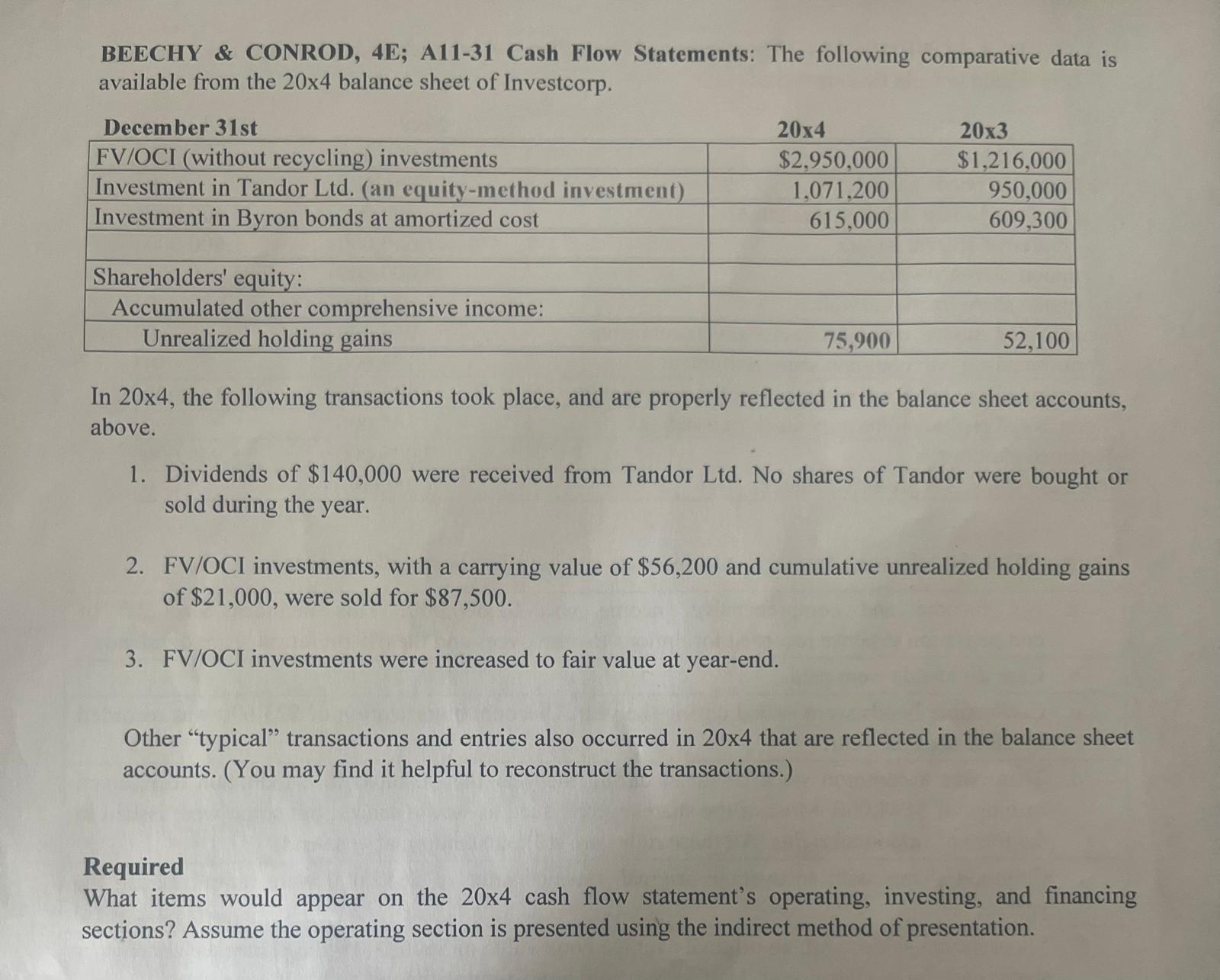 BEECHY \ & CONROD, 4 E; A 1 1 - 3 1 Cash Flow