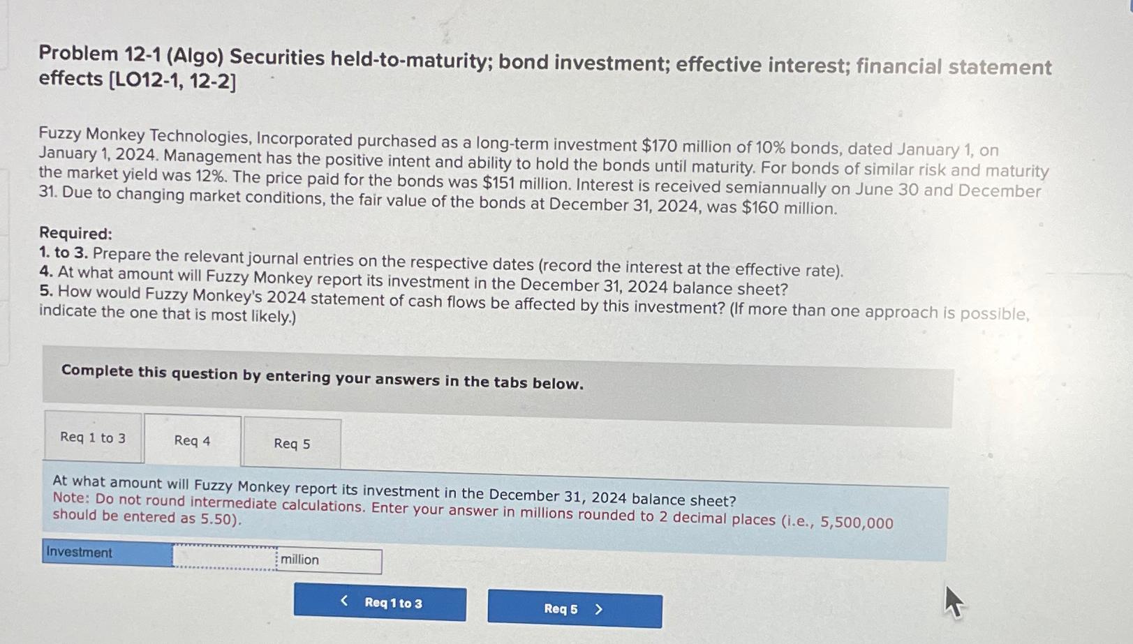 xercise 1 2 - 1 4 ( A l g o ) Various investment