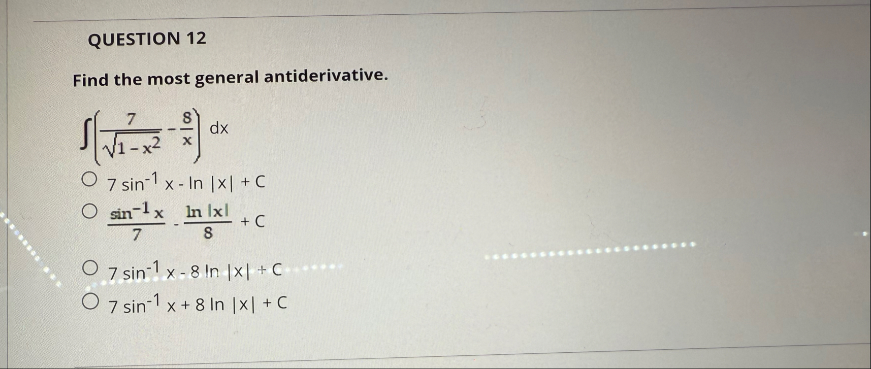 QUESTION 1 2 Find the most general