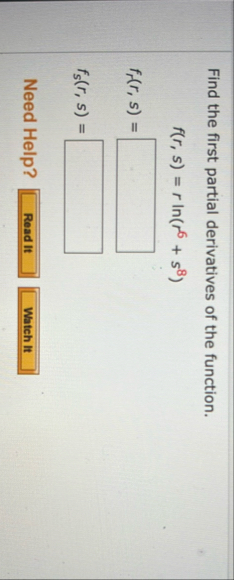 Find the first partial derivatives of the